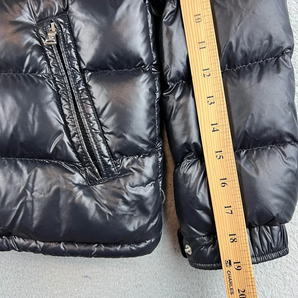 Moncler Maya Kids Puffer Jacket Black Glossy Down Coat Size 10A
